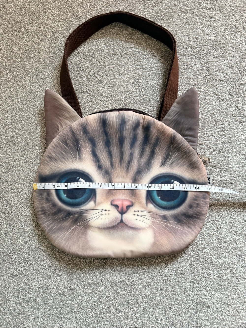 Miu Miu Brown Cat Face Shoulder Bag with Blue Eyes - Picture 4 of 6